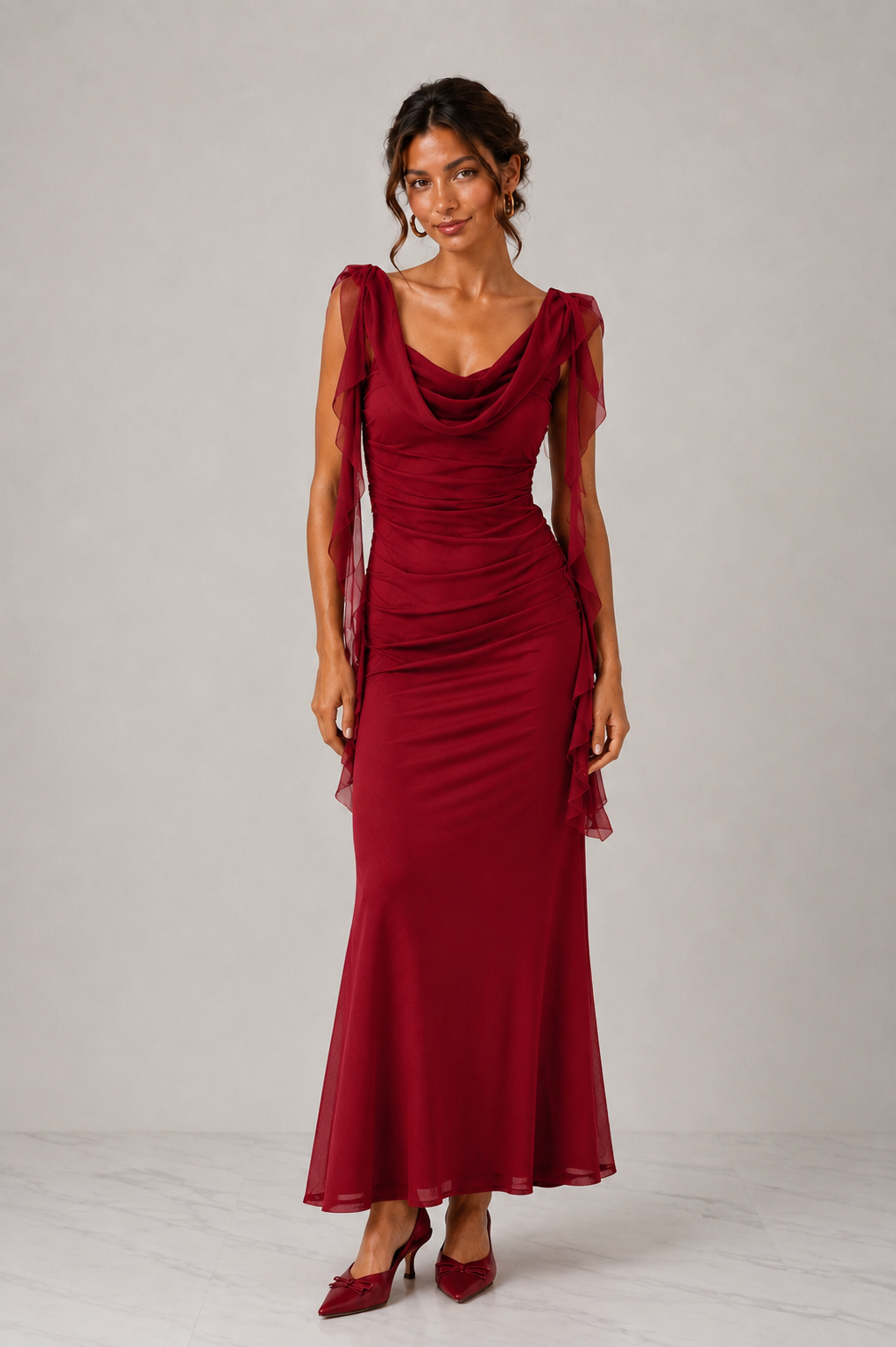 AURORA | Vestido maxi liso con cuello vuelto
