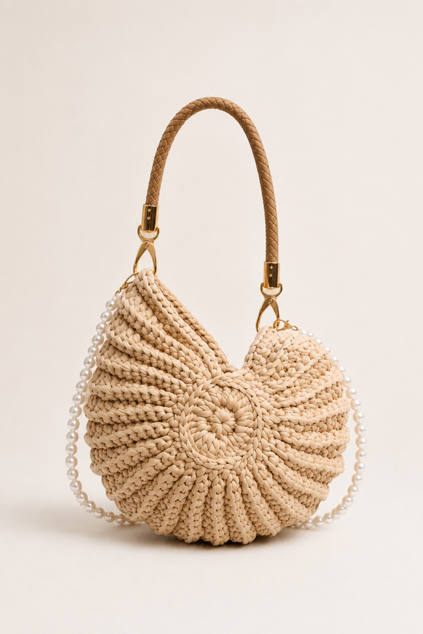TEA | Bolso tote trenzado con correa de cadena - Camello