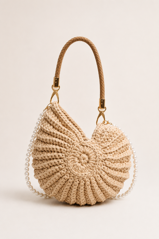TEA | Bolso tote trenzado con correa de cadena - Camello