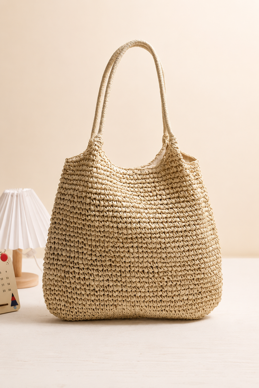 MELISA | Bolso bandolera de paja trenzada - Camel claro