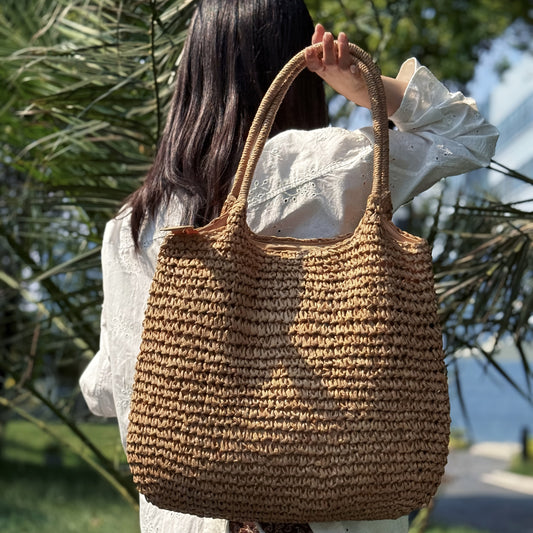MATILDE | Bolso bandolera de paja trenzada - Verde salvia
